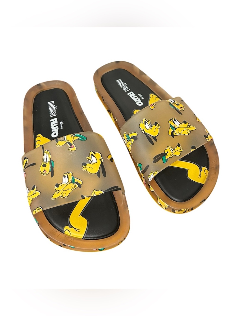 Mini Melissa Beach Slide Disney Pluto Clear Beige Kids Size 5 Y